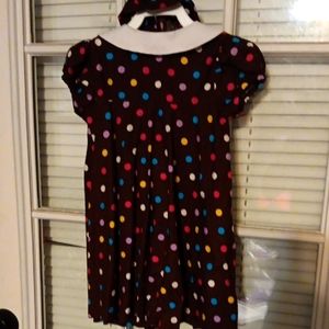 Bonnie Jean Brown Polka Dot Dress with Collar and Bloomers